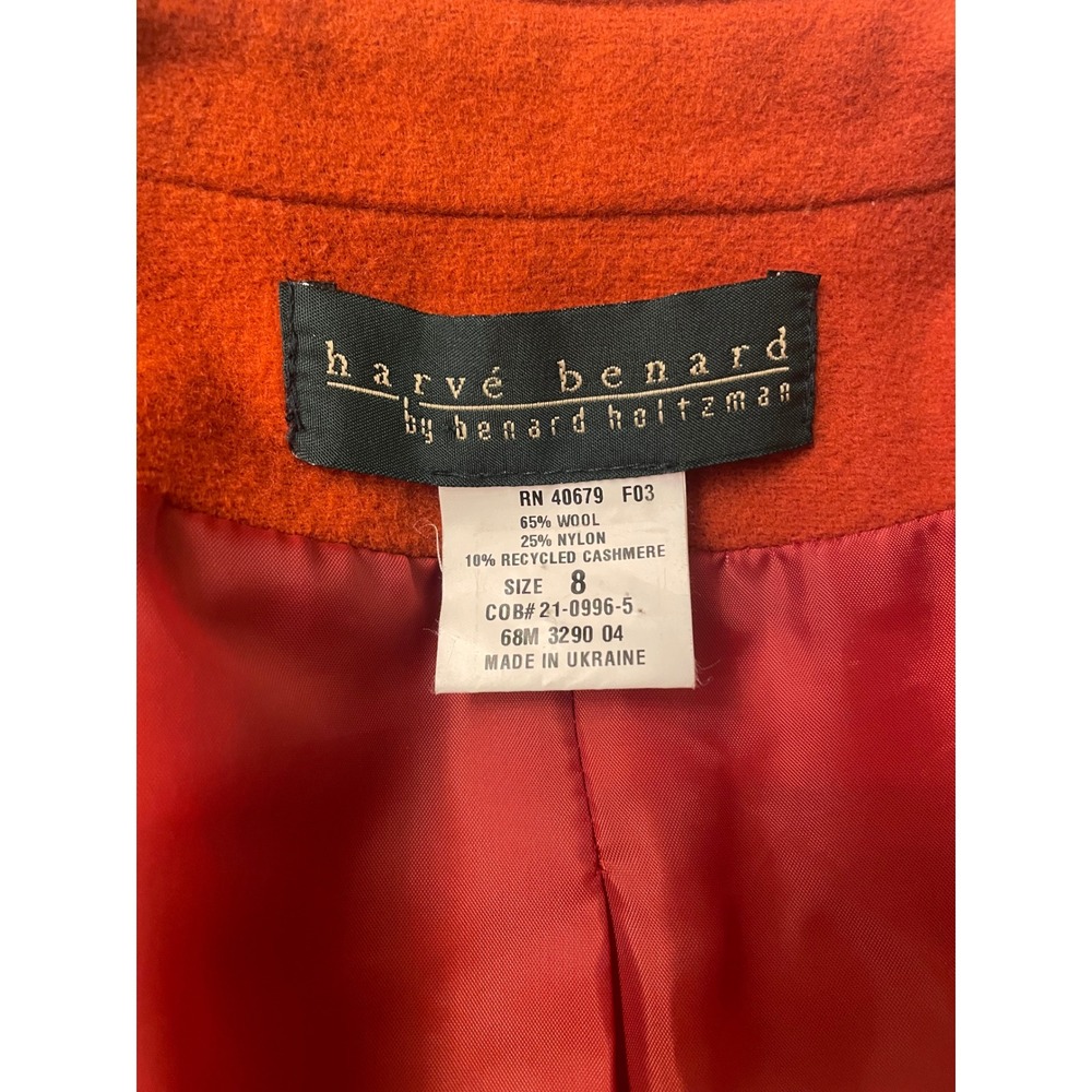 Harve Benard Vintage Wool Cashmere Blazer Orange Rust Button Up Jacket Size 8 - Picture 2 of 9